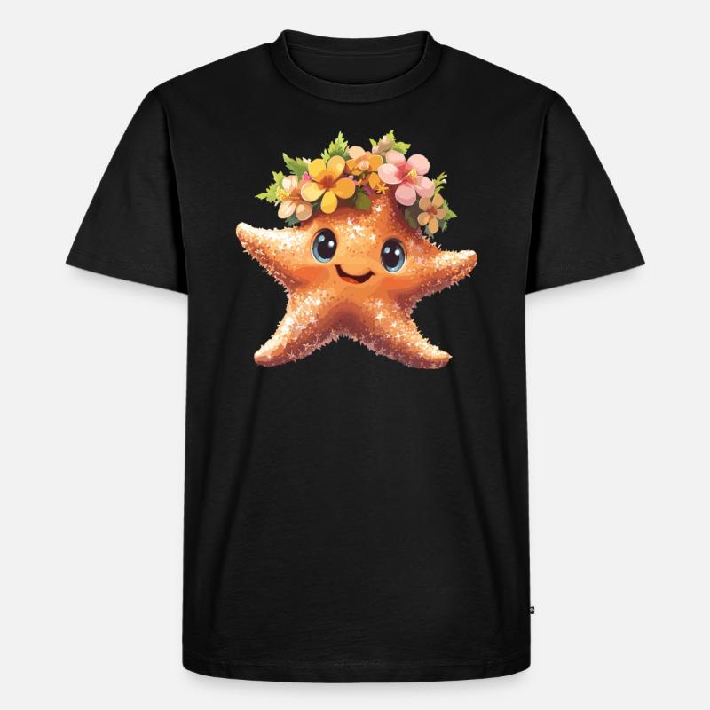 Seestern mit Blütenkrone - Männer Premium Bio T-Shirt - Schwarz