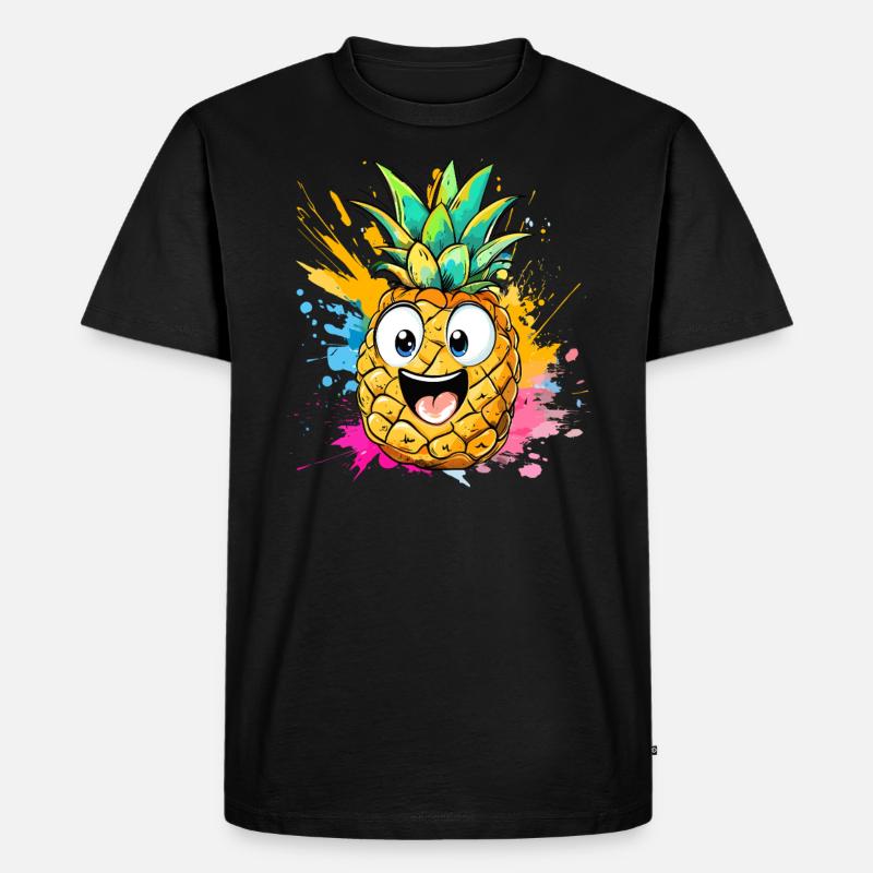 Fröhliche Ananas Explosion - Männer Premium Bio T-Shirt - Schwarz
