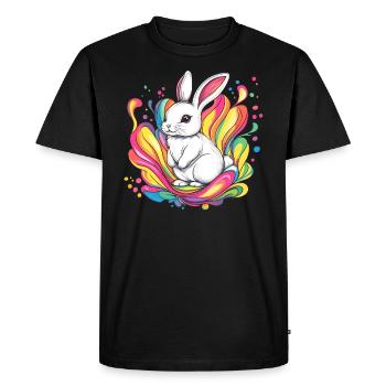 White rabbit with colors - Men's Premium Organic T-Shirt - black - Front - Nico (187cm)
