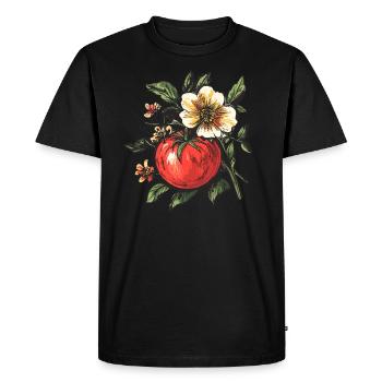 Tomato with flowers - Men's Premium Organic T-Shirt - black - Front - Nico (187cm)