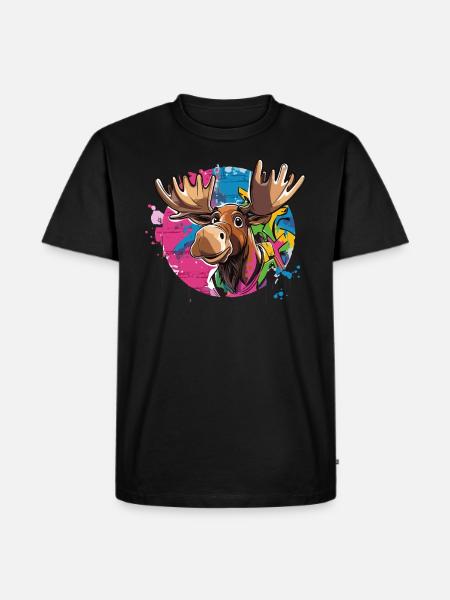 Moose with graffiti charm - Men's Premium Organic T-Shirt - black
