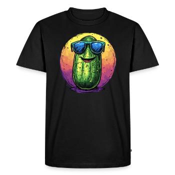 Concombre frais avec lunettes de soleil - T-shirt Premium bio Homme - noir - Devant - Nico (187cm)
