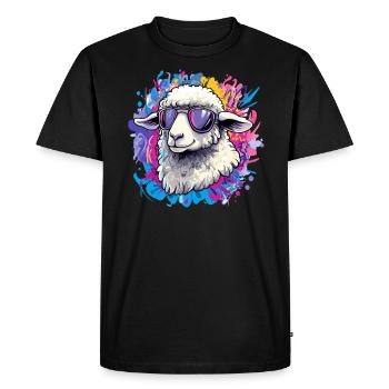 Cool sheep with sunglasses - Men's Premium Organic T-Shirt - black - Front - Nico (187cm)