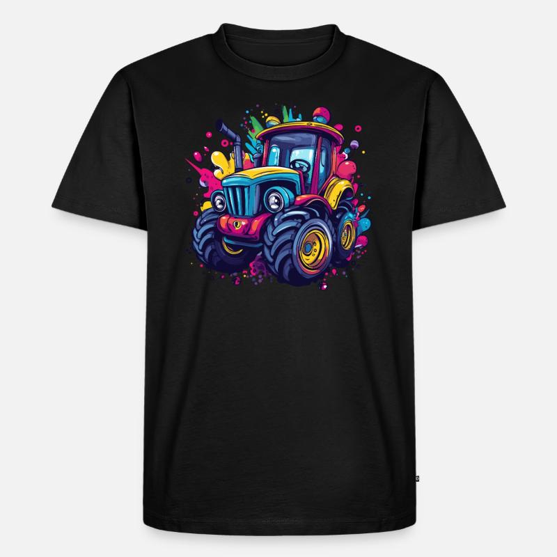 Bunter Traktor - Männer Premium Bio T-Shirt - Schwarz