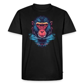 Singe mandrill dans l’eau - T-shirt Premium bio Homme - noir - Devant - Nico (187cm)