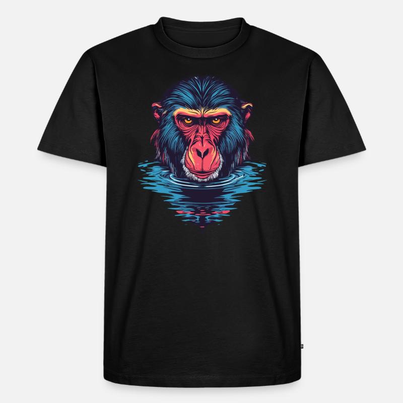 Mandrill Affe im Wasser - Männer Premium Bio T-Shirt - Schwarz