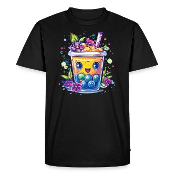 Fruity Bubble Tea - Men's Premium Organic T-Shirt - black - Front - Nico (187cm)