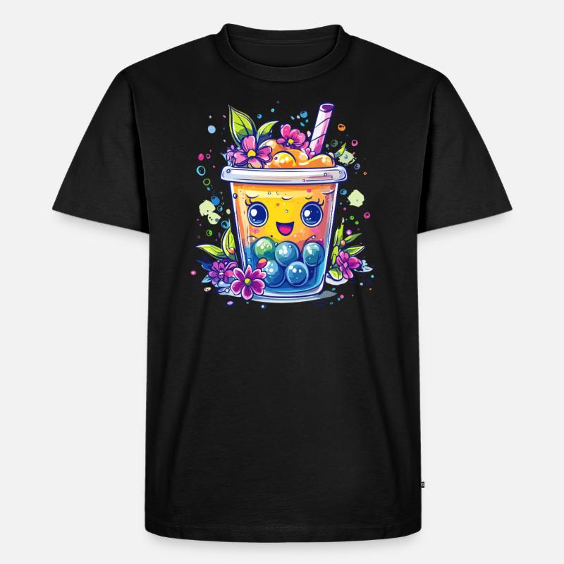 Fruchtiger Bubble Tea - Männer Premium Bio T-Shirt - Schwarz