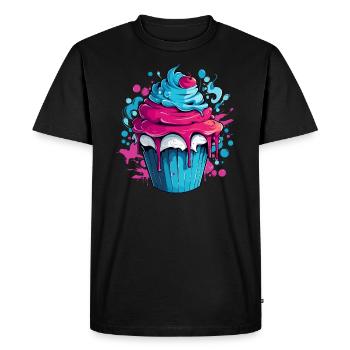 Cupcake with color explosion - Men's Premium Organic T-Shirt - black - Front - Nico (187cm)