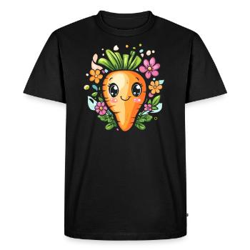 Carotte au sourire floral - T-shirt Premium bio Homme - noir - Devant - Nico (187cm)