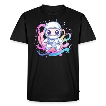 Ninja dans le tourbillon de couleurs - T-shirt Premium bio Homme - noir - Devant - Nico (187cm)