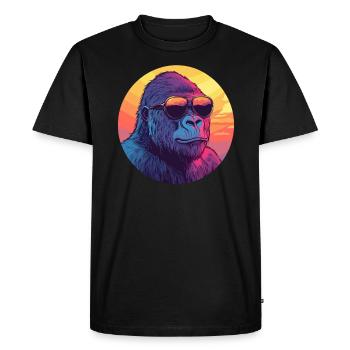 Gorilla at sunset - Men's Premium Organic T-Shirt - black - Front - Nico (187cm)