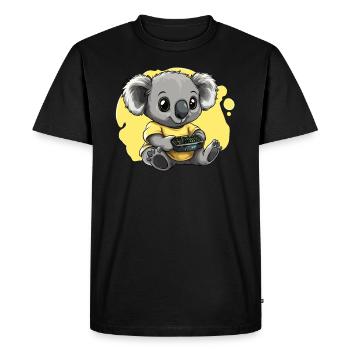 Gamer Koala with Controller - Men's Premium Organic T-Shirt - black - Front - Nico (187cm)