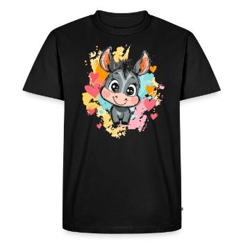 Drôle d’âne avec des coeurs - T-shirt Premium bio Homme - noir - Devant - Nico (187cm)