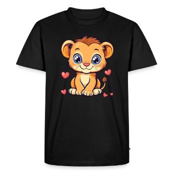 Lion avec des cœurs - T-shirt Premium bio Homme - noir - Devant - Nico (187cm)