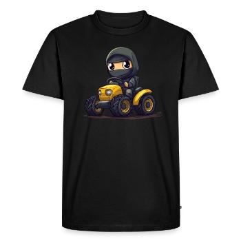 Ninja on tractor - Men's Premium Organic T-Shirt - black - Front - Nico (187cm)