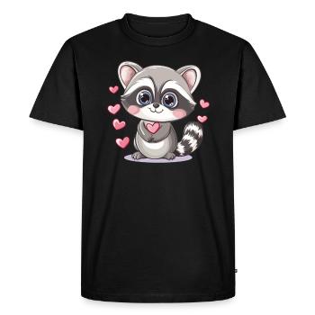 Raton laveur avec cœur - T-shirt Premium bio Homme - noir - Devant - Nico (187cm)
