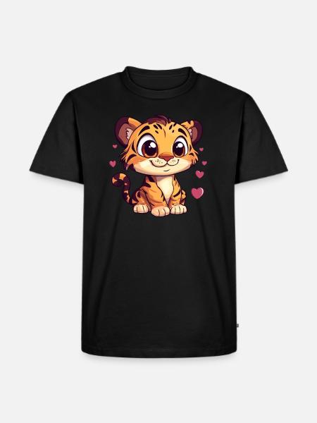 Tiger with Hearts - Men's Premium Organic T-Shirt - black