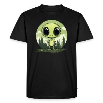 Alien in the forest - Men's Premium Organic T-Shirt - black - Front - Nico (187cm)