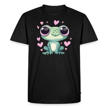 Frog with heart eyes - Men's Premium Organic T-Shirt - black - Front - Nico (187cm)