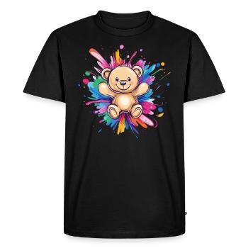 Explosion de couleur ours en peluche - T-shirt Premium bio Homme - noir - Devant - Nico (187cm)