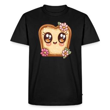 Toast joyeux aux fleurs - T-shirt Premium bio Homme - noir - Devant - Nico (187cm)
