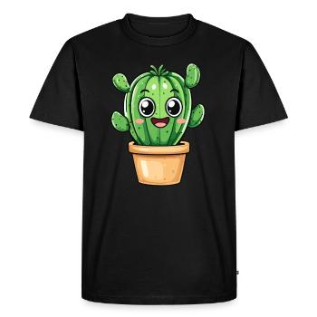 Cactus heureux en pot - T-shirt Premium bio Homme - noir - Devant - Nico (187cm)