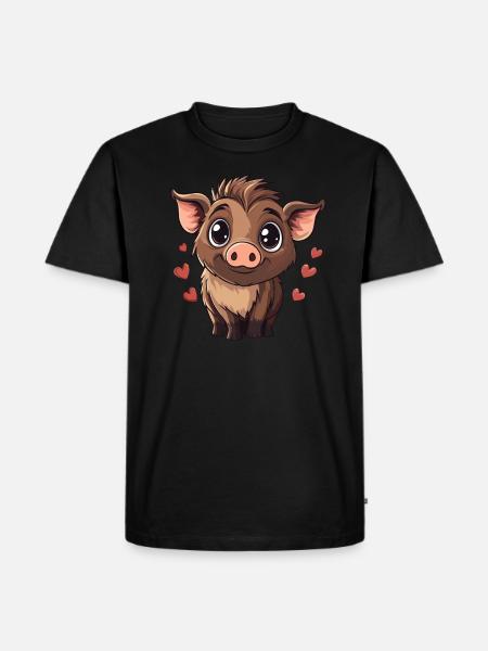 Wild boar with hearts - Men's Premium Organic T-Shirt - black