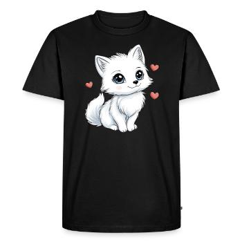 White Fox with Hearts - Men's Premium Organic T-Shirt - black - Front - Nico (187cm)