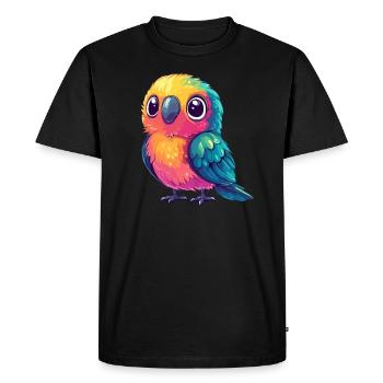 Perroquet coloré câlin - T-shirt Premium bio Homme - noir - Devant - Nico (187cm)