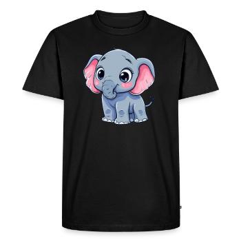 Éléphant aux grands yeux - T-shirt Premium bio Homme - noir - Devant - Nico (187cm)