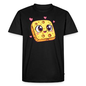 Fromage joyeux avec des cœurs - T-shirt Premium bio Homme - noir - Devant - Nico (187cm)