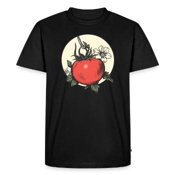 Aesthetic tomato with flower - Men's Premium Organic T-Shirt - black - Front - Nico (187cm)