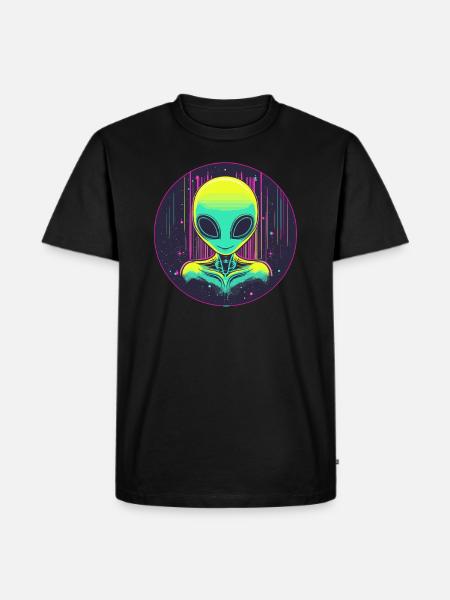 Neon Alien in Space - Men's Premium Organic T-Shirt - black