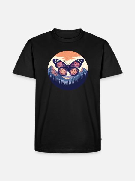Butterfly over mountains - Men's Premium Organic T-Shirt - black