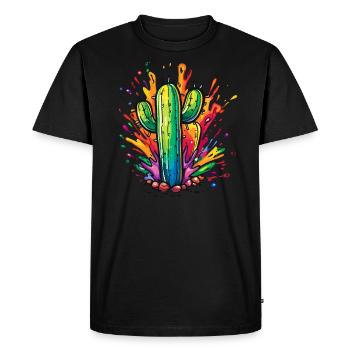Colorful Cactus Explosion - Men's Premium Organic T-Shirt - black - Front - Nico (187cm)