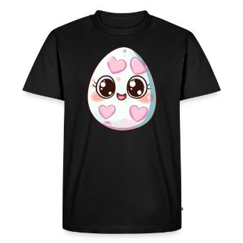 Sweet Egg with Hearts - Men's Premium Organic T-Shirt - black - Front - Nico (187cm)