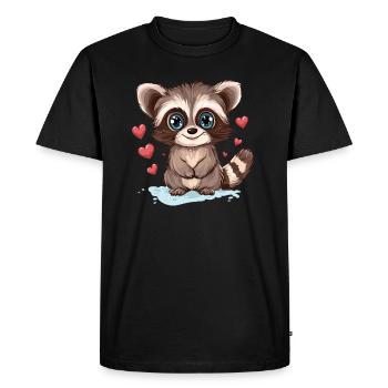 raton laveur avec des cœurs - T-shirt Premium bio Homme - noir - Devant - Nico (187cm)