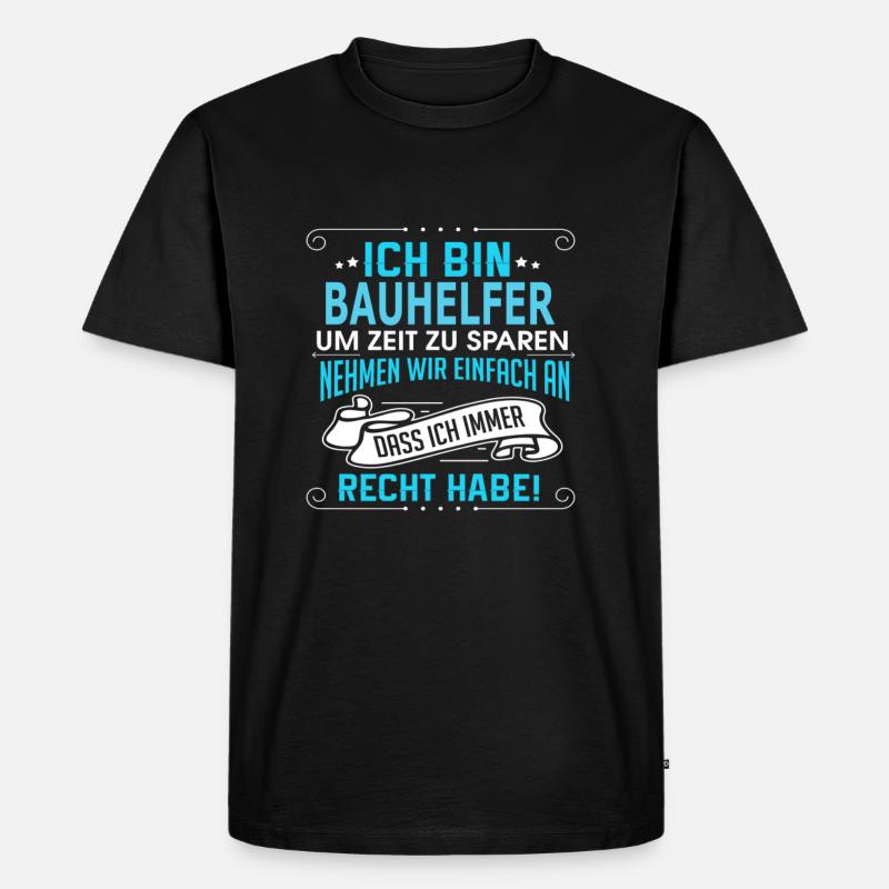 BAUHELFER - Männer Premium Bio T-Shirt - Schwarz