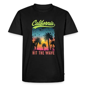 Surfeur californien style de vie vintage rétro - T-shirt Premium bio Homme - noir - Devant - Nico (187cm)