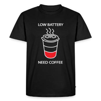 Low Battery Need Coffee Coffee saying - Men's Premium Organic T-Shirt - black - Front - Nico (187cm)