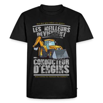 conducteur d engins - T-shirt Premium bio Homme - noir - Devant - Nico (187cm)