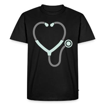 Nurse Heart Stethoscope Monogram Frame - Men's Premium Organic T-Shirt - black - Front - Nico (187cm)