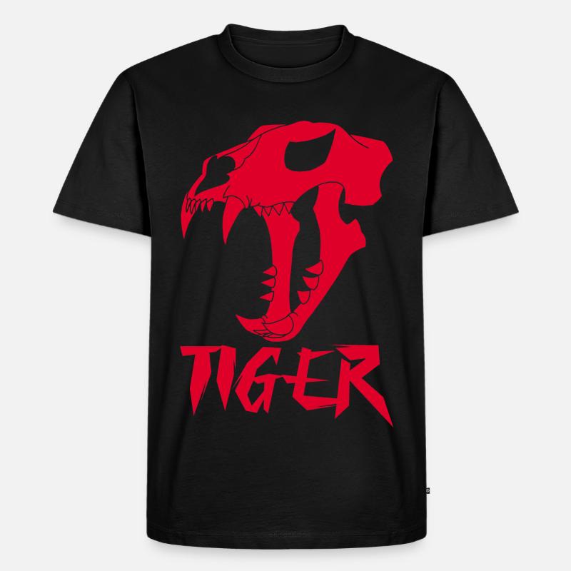 Roter Tiger-Schädel - Männer Premium Bio T-Shirt - Schwarz