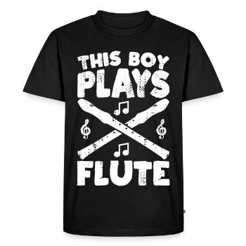 Ce garçon joue de la flûte - T-shirt Premium bio Homme - noir - Devant - Nico (187cm)