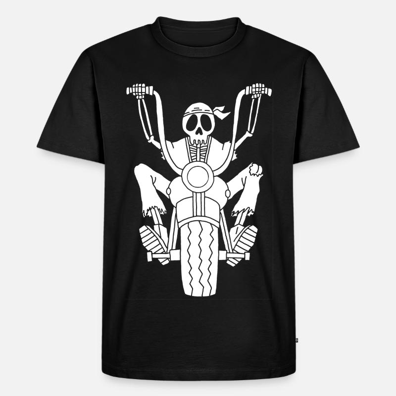 Skeleton Biker (Weiß) - Männer Premium Bio T-Shirt - Schwarz