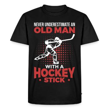 Old Man With A Hockey Stick - Men's Premium Organic T-Shirt - black - Front - Nico (187cm)