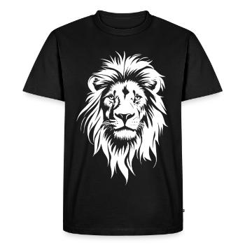 Visage de lion en noir et blanc - T-shirt Premium bio Homme - noir - Devant - Nico (187cm)