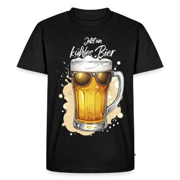 Beer with sunglasses cold beer beer party - Men's Premium Organic T-Shirt - black - Front - Nico (187cm)