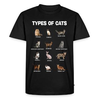 Types de chats Guide éducatif des races de chats - T-shirt Premium bio Homme - noir - Devant - Nico (187cm)